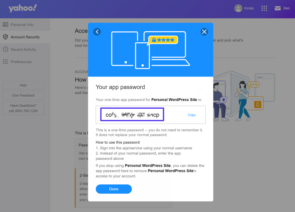 La Password dell'App di Yahoo Mail