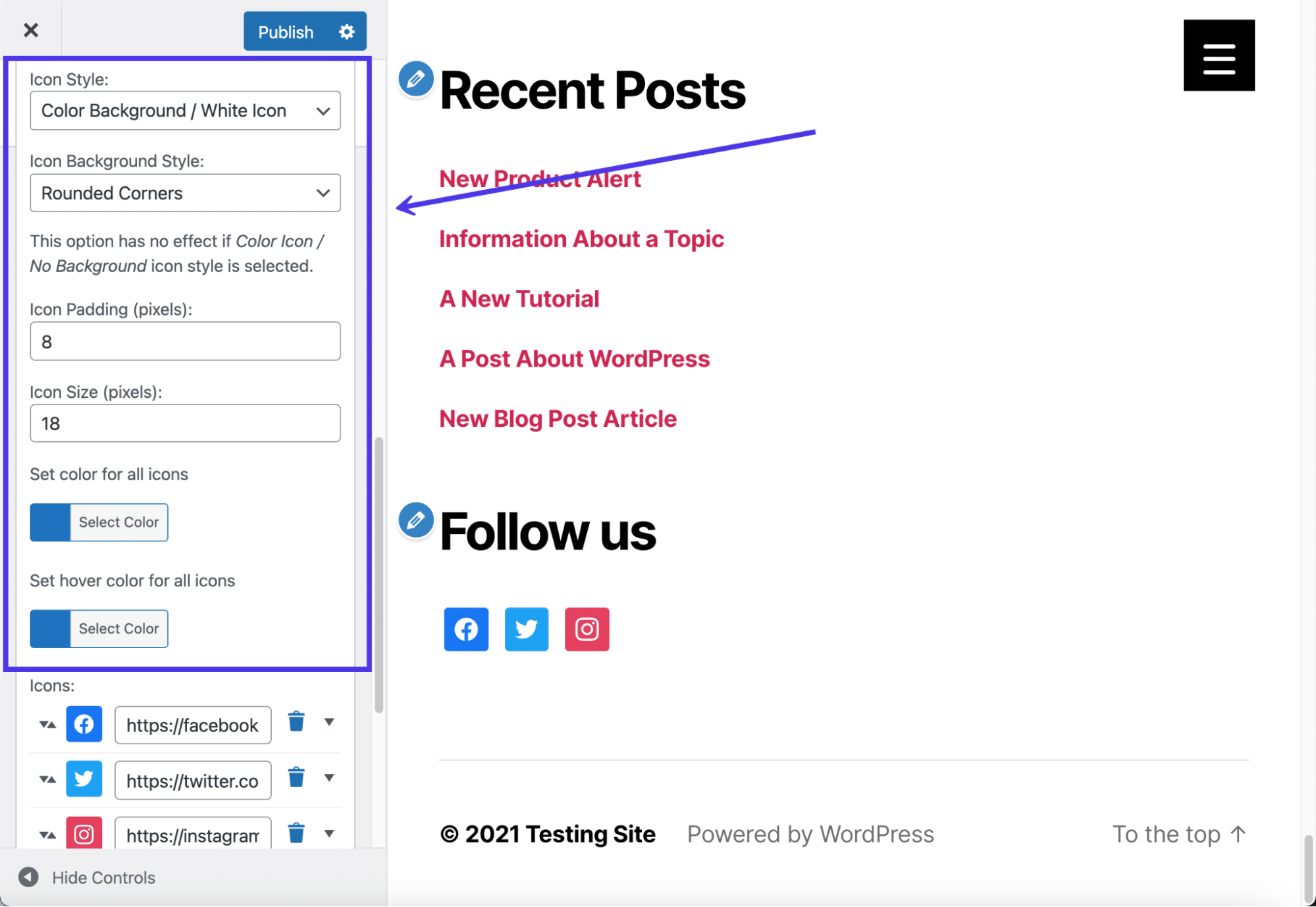  Pas instellingen aan zoals pictogramstijl, achtergrondstijl en meer.