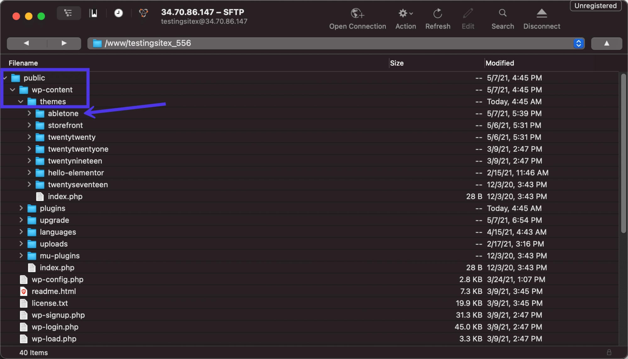 テーマフォルダを探す