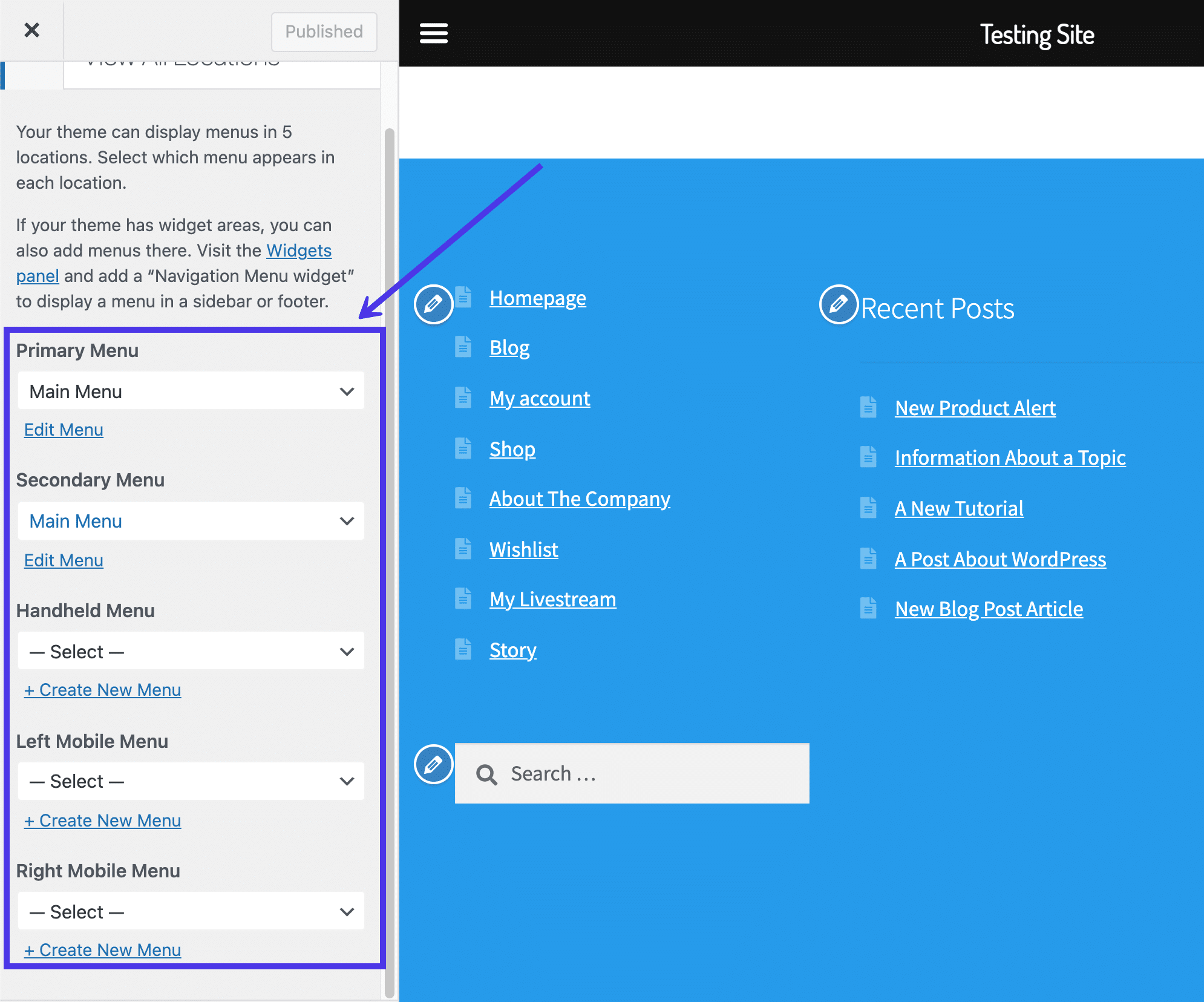 Some themes don't have spots to put menus in footers.