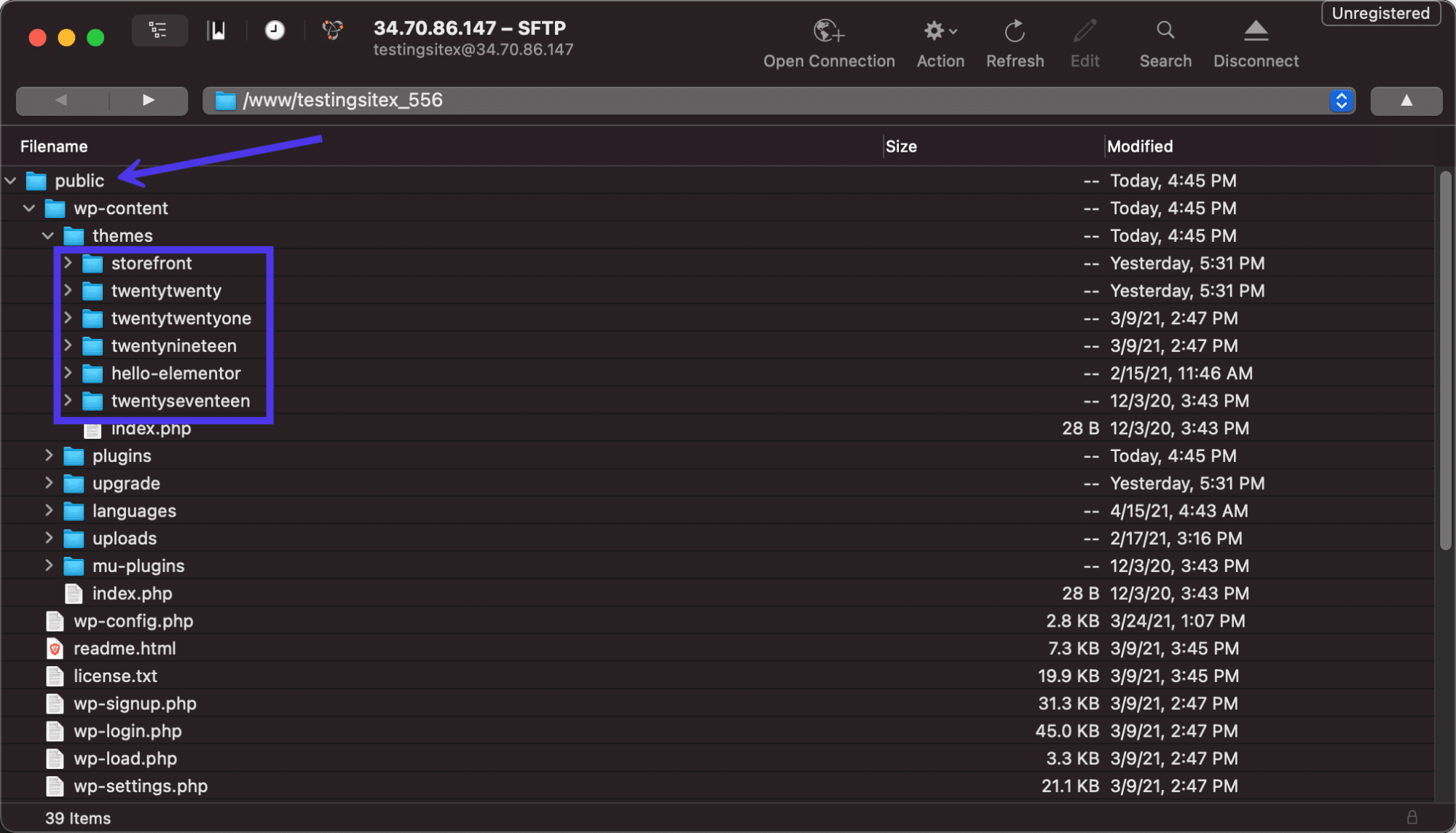 Utilice un cliente FTP para abrir los archivos de su sitio.