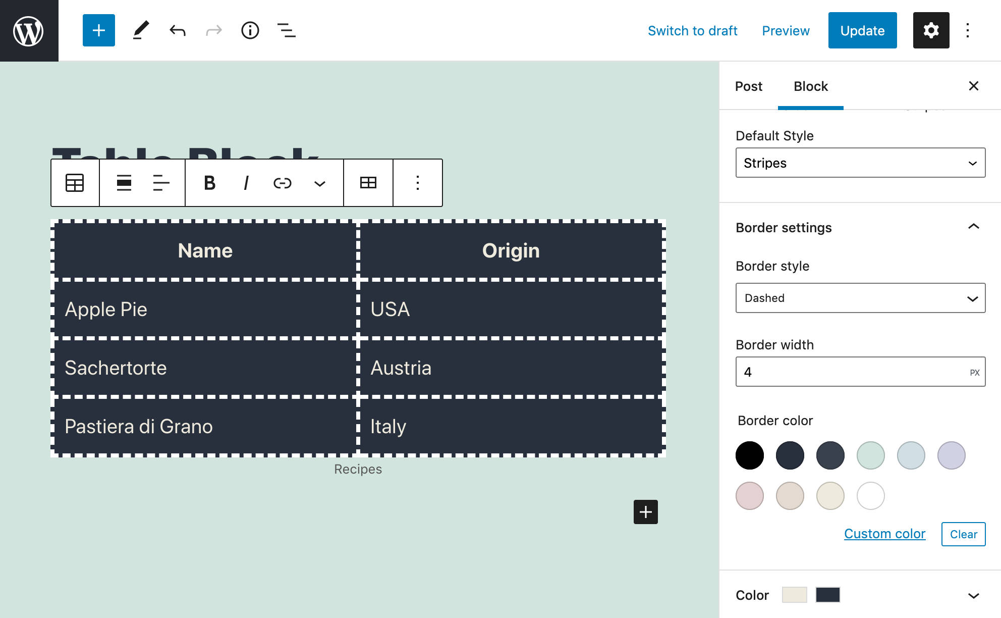 Controles de blocos de fronteira em WordPress 5.8 e TT1 Blocos.