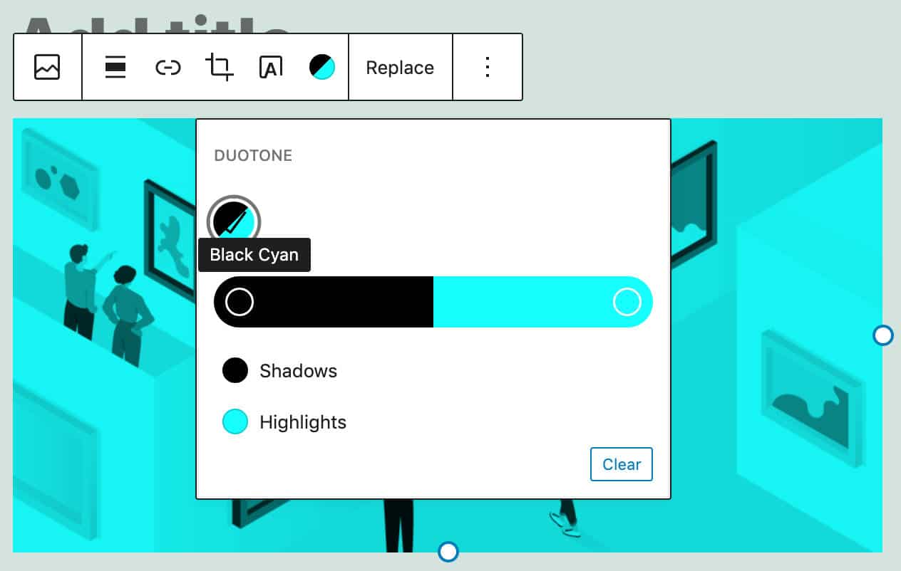 Custom duotone preset in theme.json.