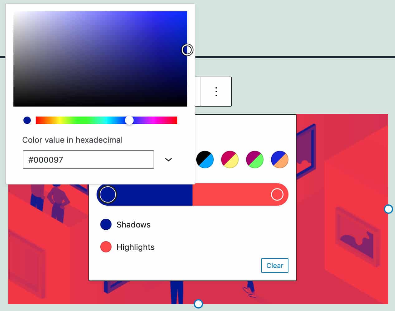 De nieuwe duotone picker in WordPress 5.8.