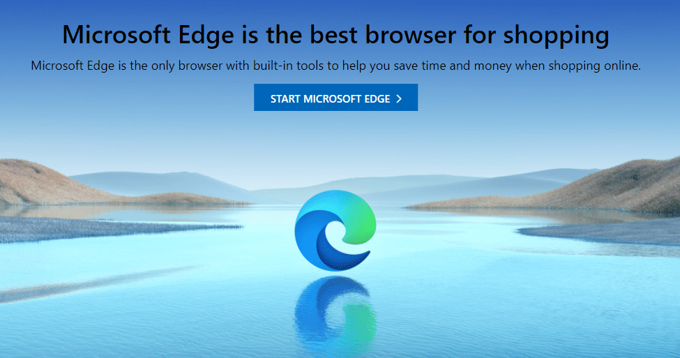 Página inicial da Microsoft Edge.