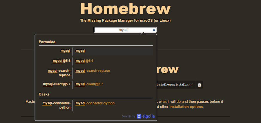 Utilisation de Homebrew sur Mac.