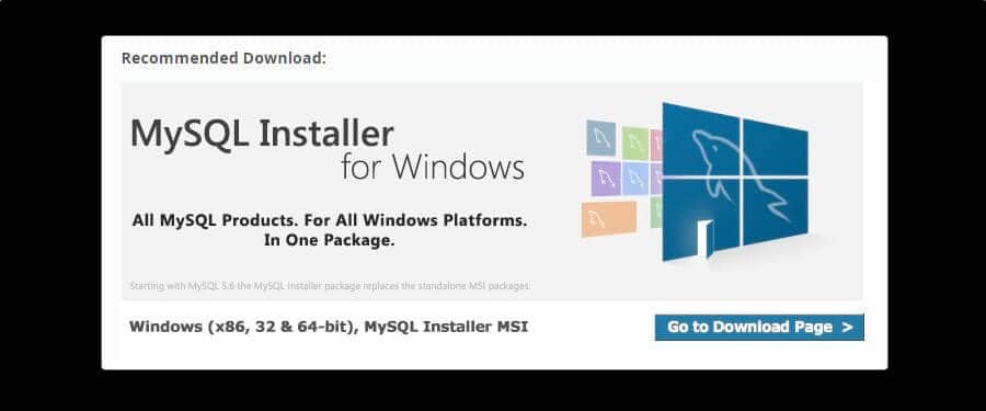 MySQL Installer voor Windows.