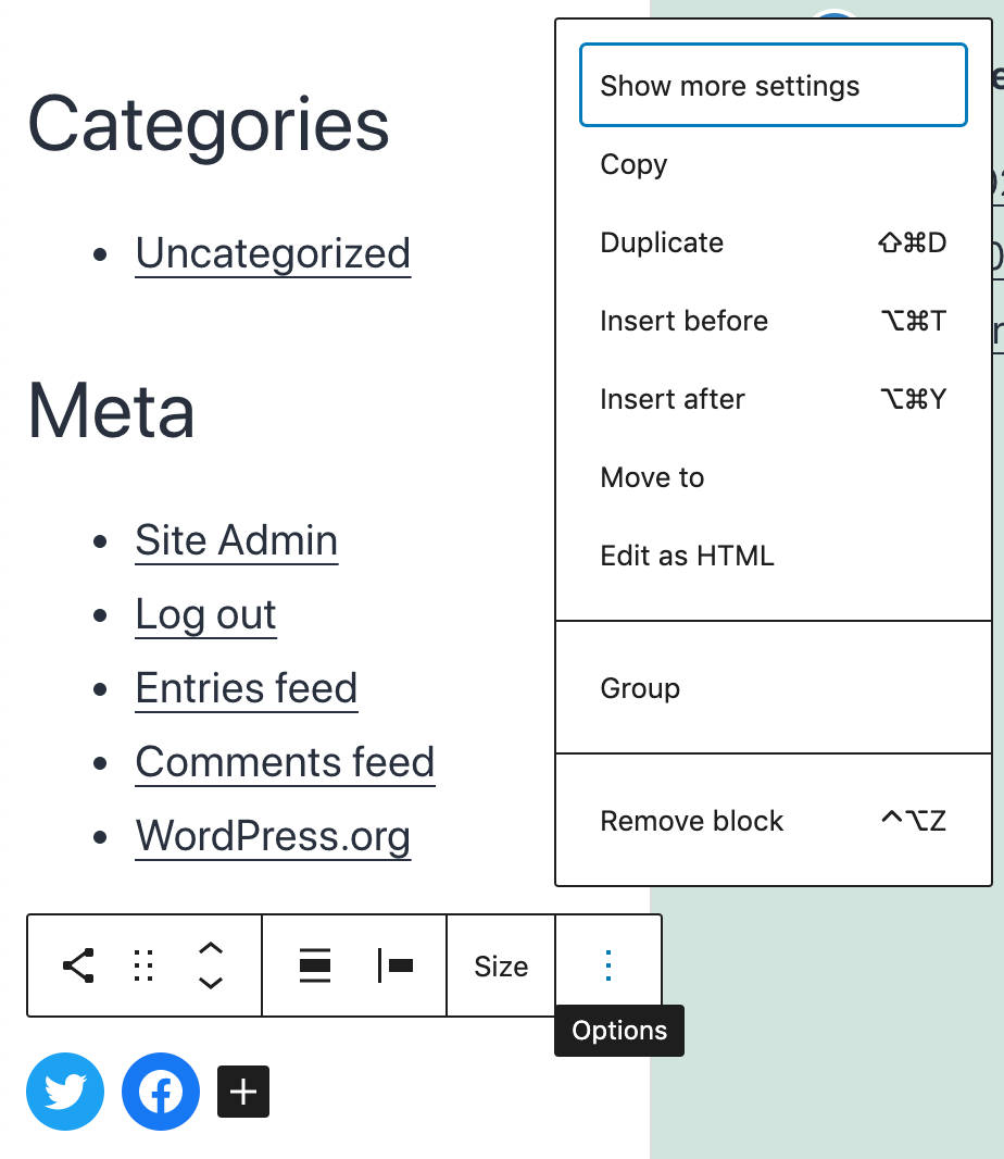 Show more settings.