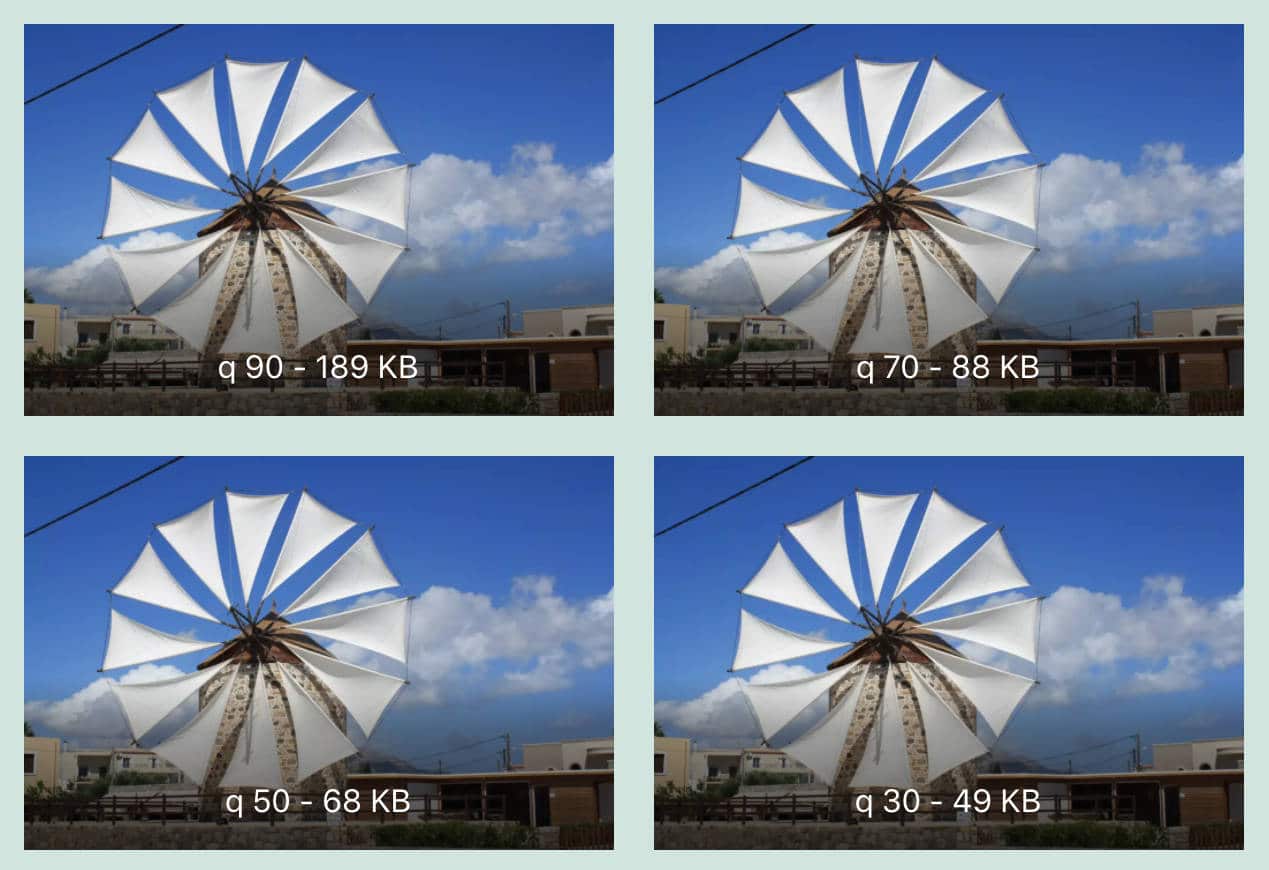 Comparison of compression factor and file sizes.