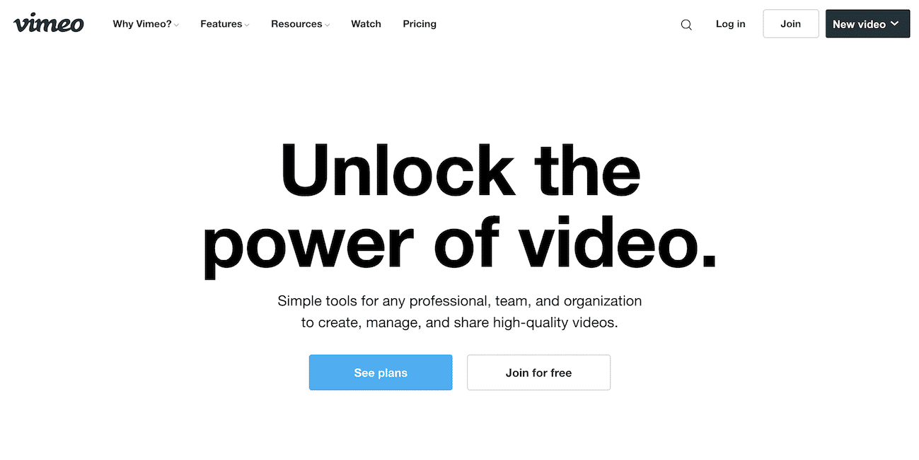 Vimeo homepage