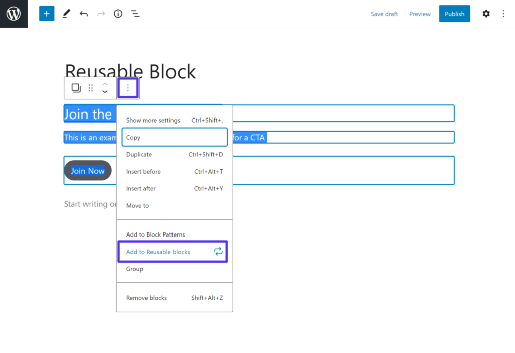 How to create your own reusable block