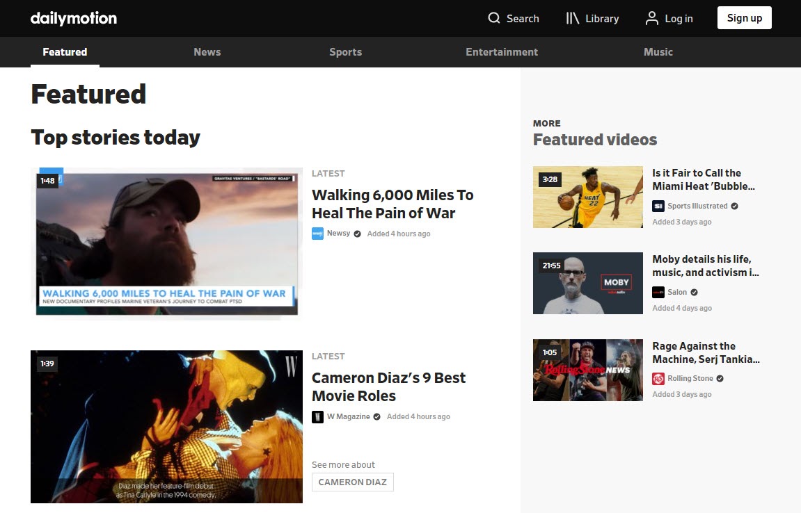 Homepage di Dailymotion