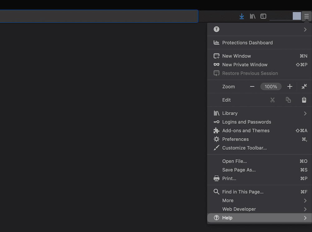 The Firefox Help menu.