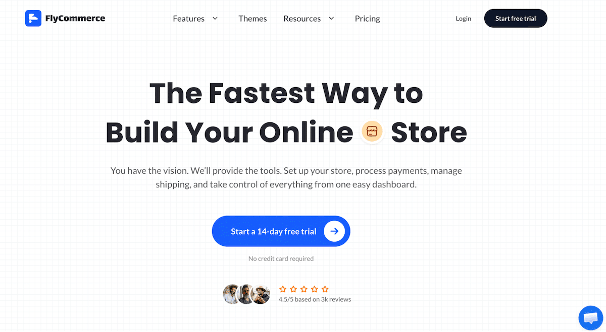 Homepage del sito web di FlyCommerce