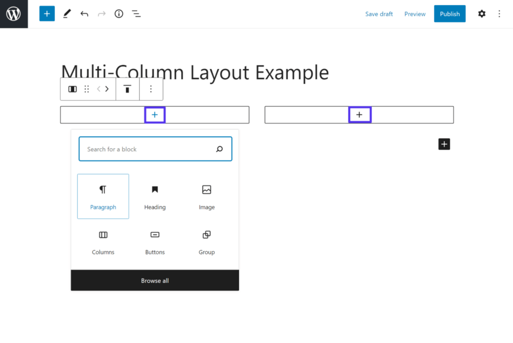 How to add content to the columns