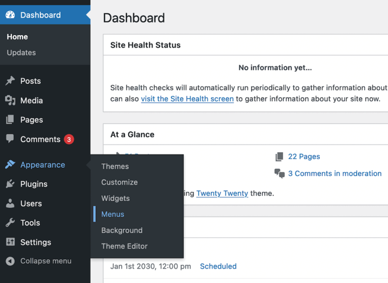 full page menu wordpress