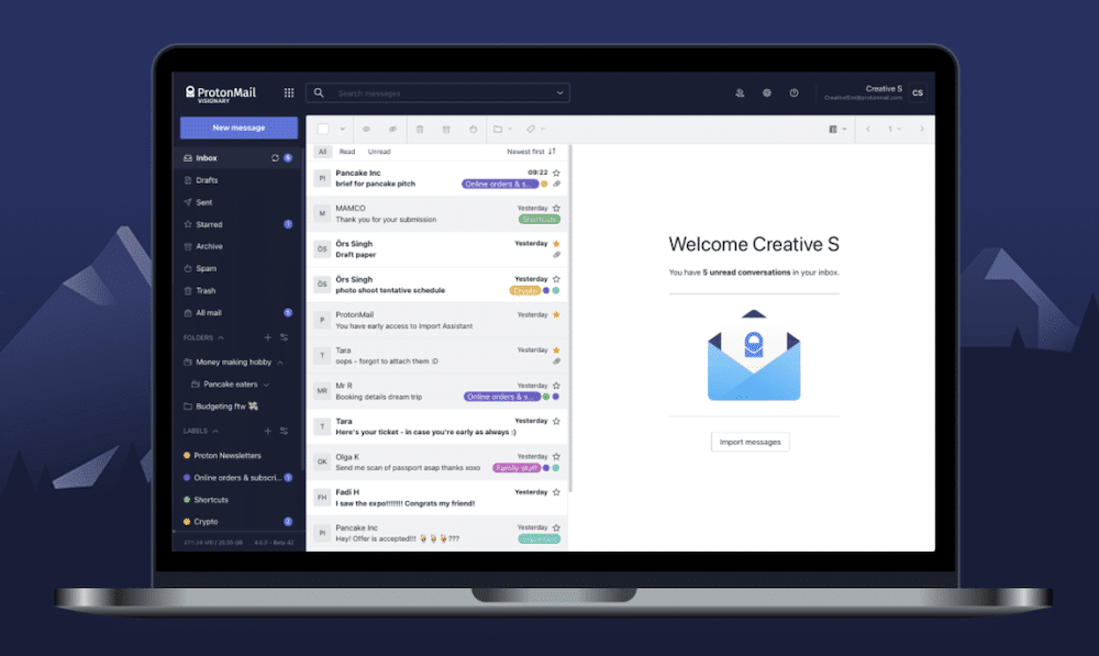 Le site web de ProtonMail