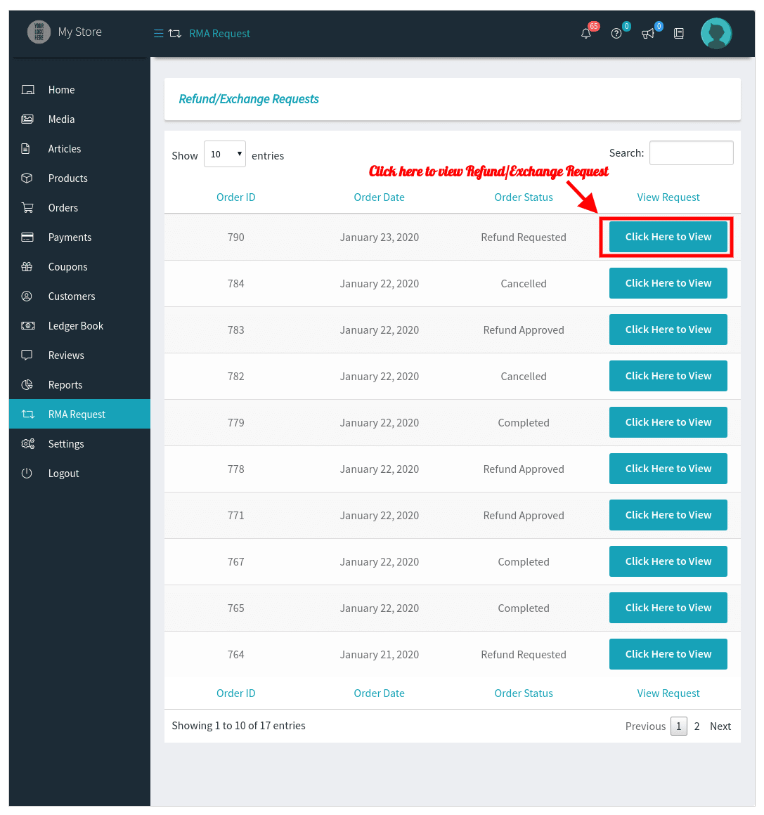 Flujo de Trabajo de RMA WCFM para Vendedores