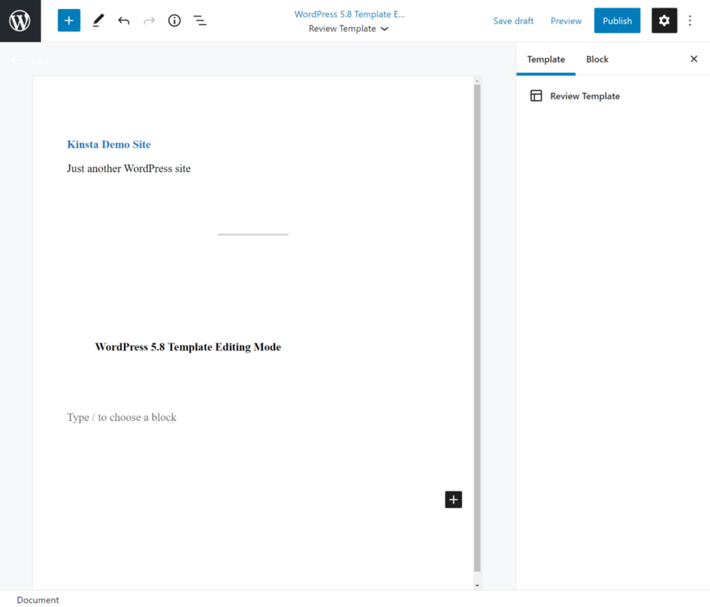 El nuevo editor de plantillas de WordPress 5.8.