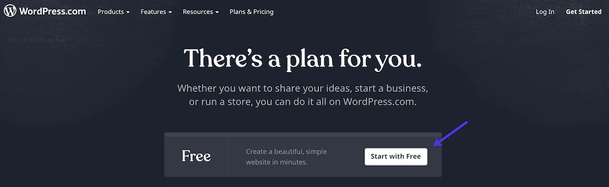 Click on the"Start with free" button