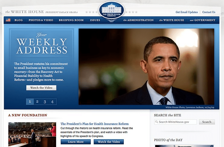 Le site officiel de la Maison Blanche.