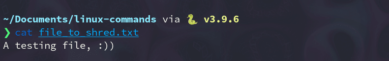 Un file_to_shred.txt che contiene "A testing file"