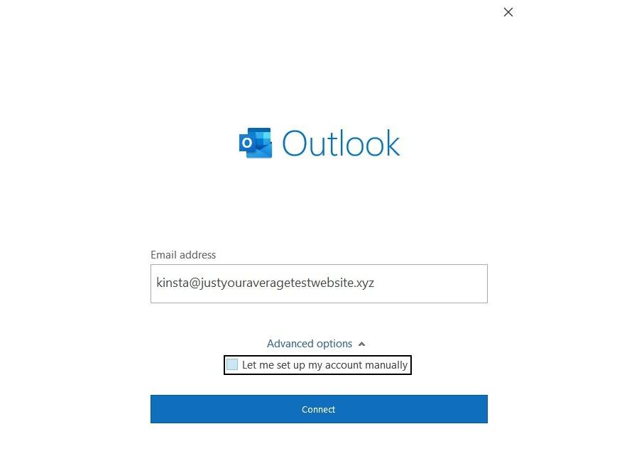 Inserire l'indirizzo email in Outlook.