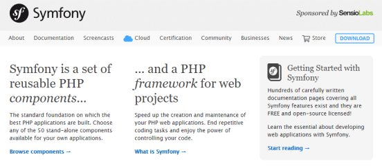 O Symfony é outra estrutura popular de desenvolvimento da Web em PHP.