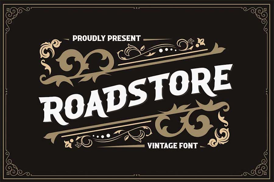 Die Roadstore Vintage-Schriftart.