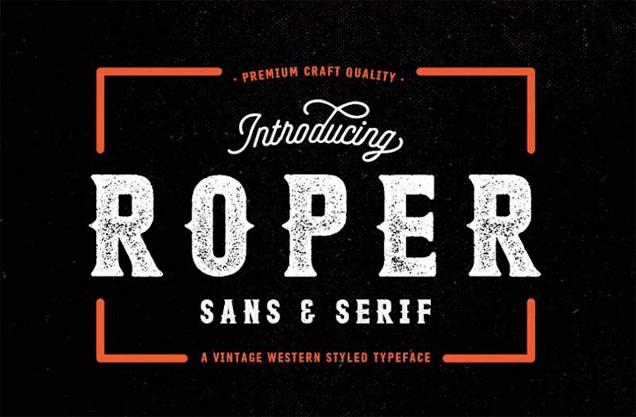 Die Roper Sans & Serif Western-Schrift.