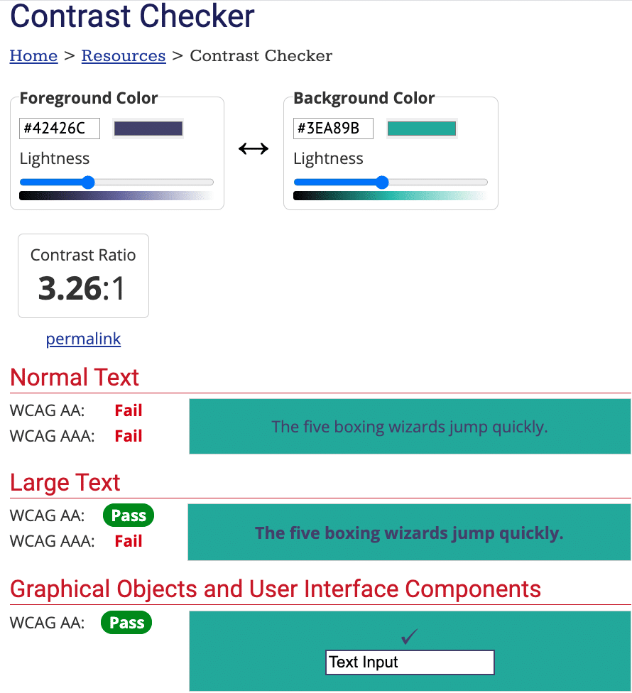 El comprobador de contraste de WebAIM.