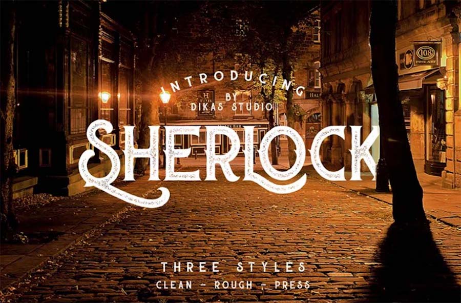 Sherlock Press, une police avec trois styles.