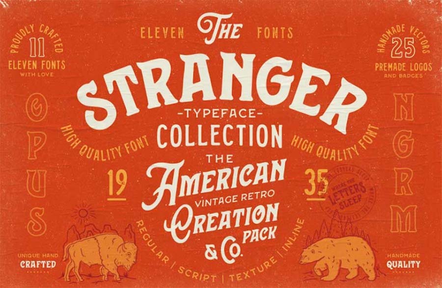 The Stranger font typeface collection .
