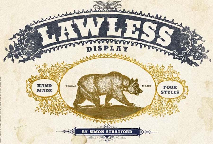 Lawless Display, uma fonte premium com quatro estilos.