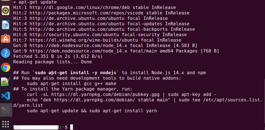 Node.js bibliotek installation.