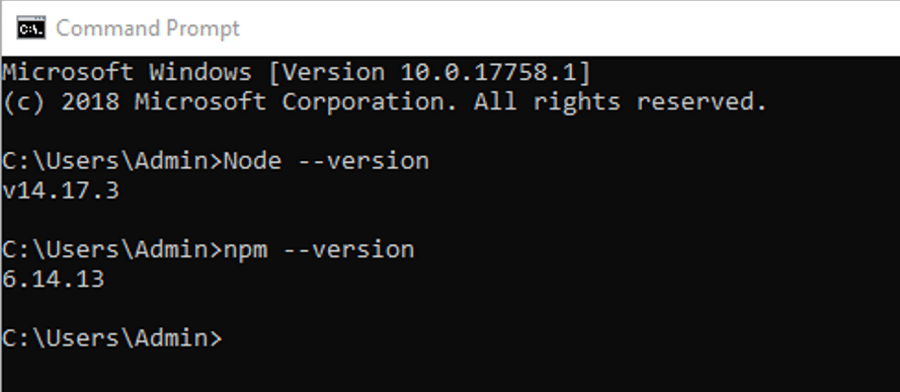 Een Node.js npm versiecontrole uitvoeren op Windows.