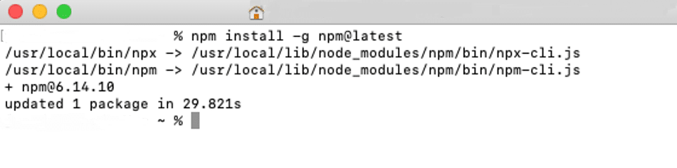 update npm on macOS.