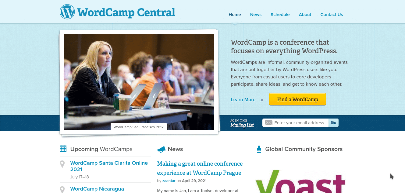 WordCamp Homepage.