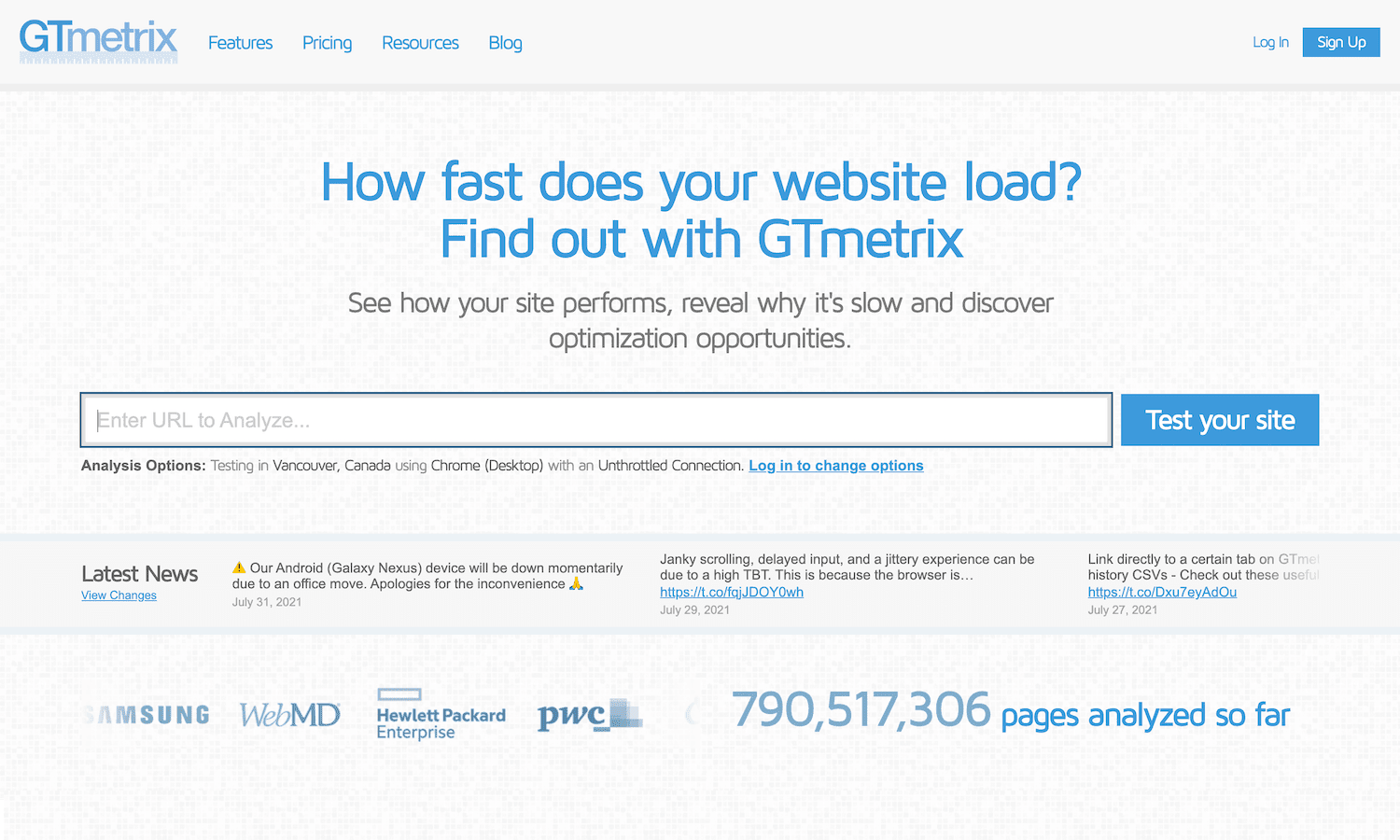 Das GTmetrix Performance Testing Tool