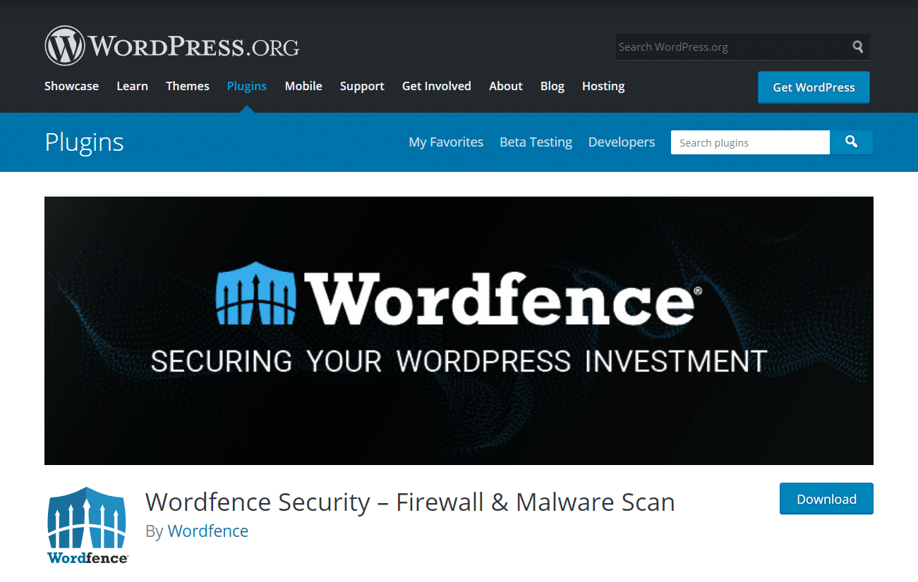 Wordfence security plugin