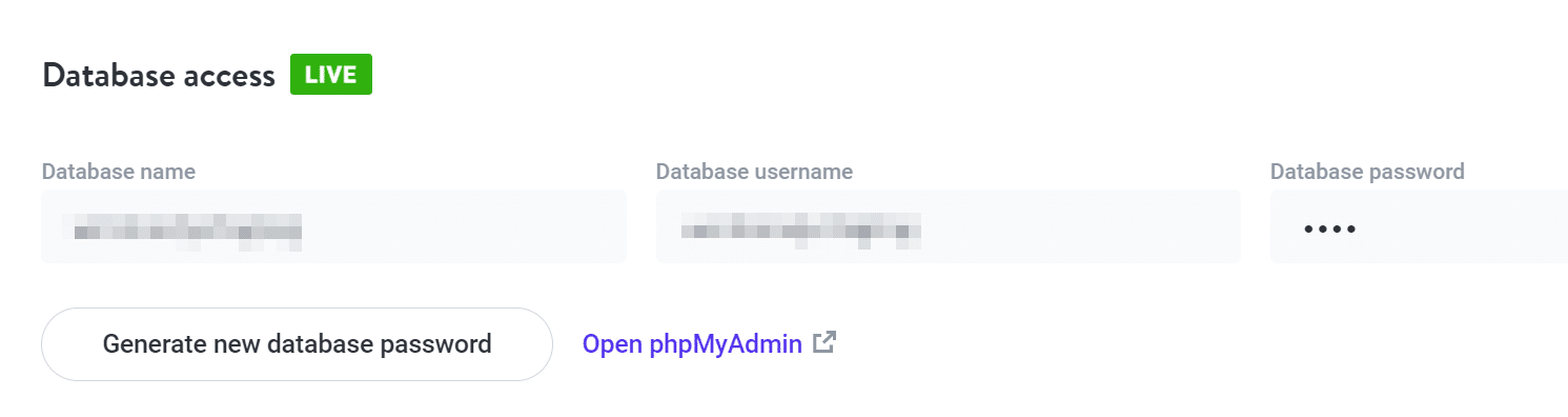 Nel cruscotto MyKinsta trovate una sezione per accedere direttamente a phpMyAdmin.