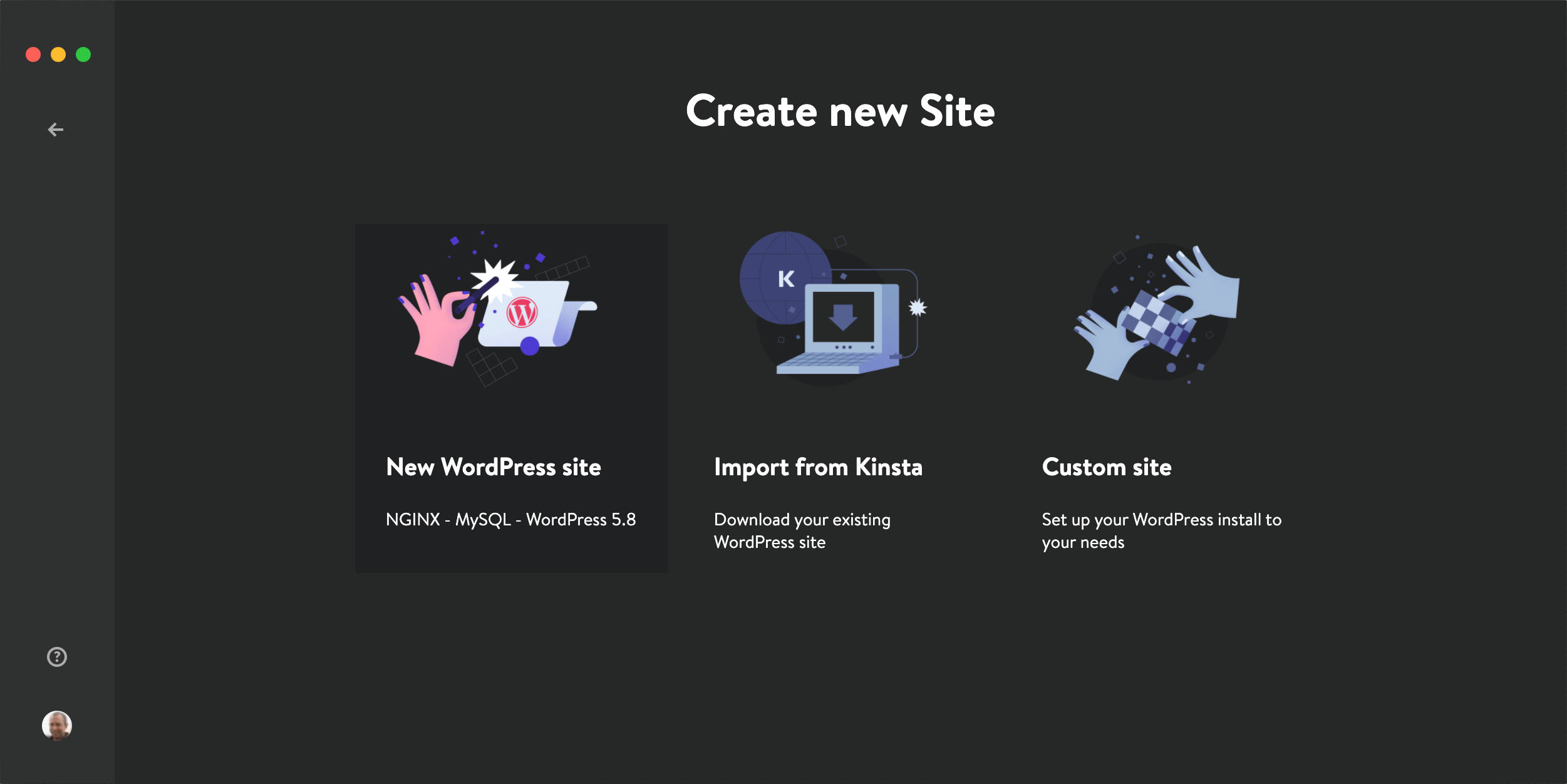 Creare un nuovo sito WordPress in DevKinsta.