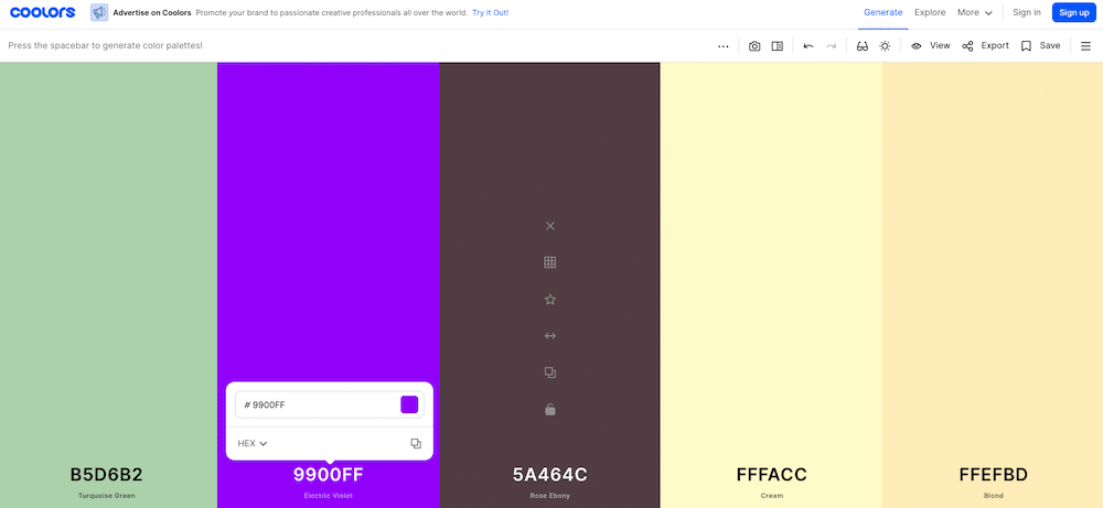 Les codes HEX sont une autre option de sélection de couleur facile à utiliser.