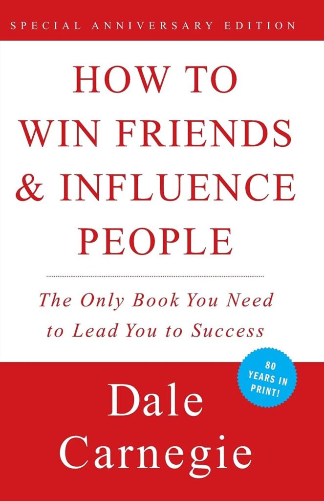 Cover of the book How to Win Friends and Influence People by Dale Carnegie with the title in red text.