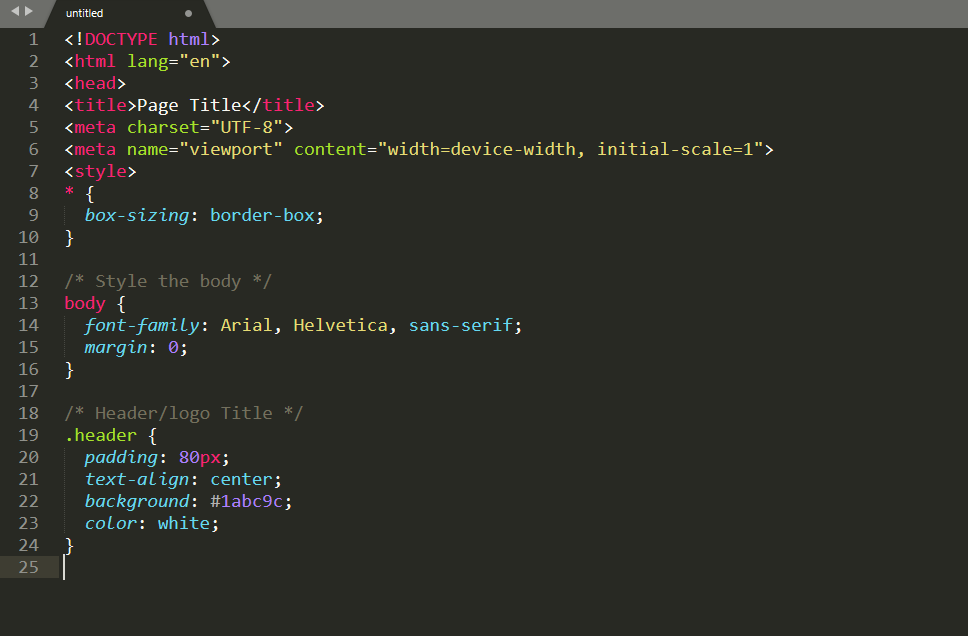 Un documento HTML en un editor de texto.