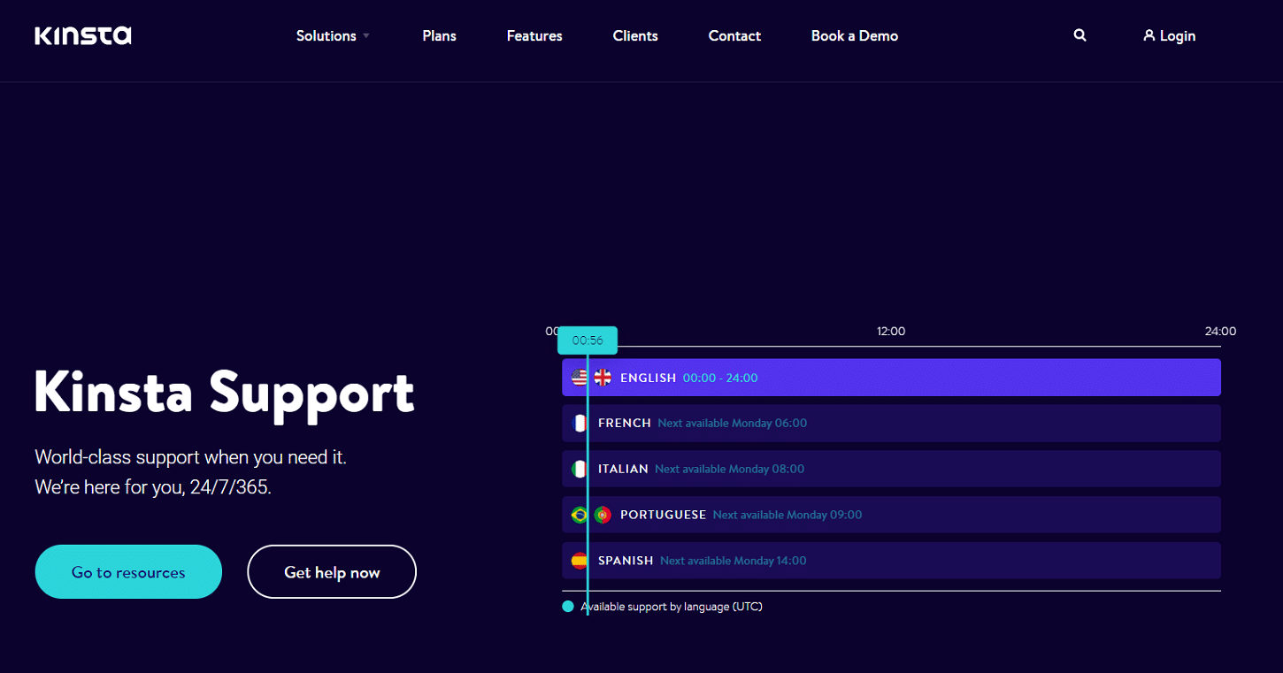 A screenshot of the Kinsta Support page.