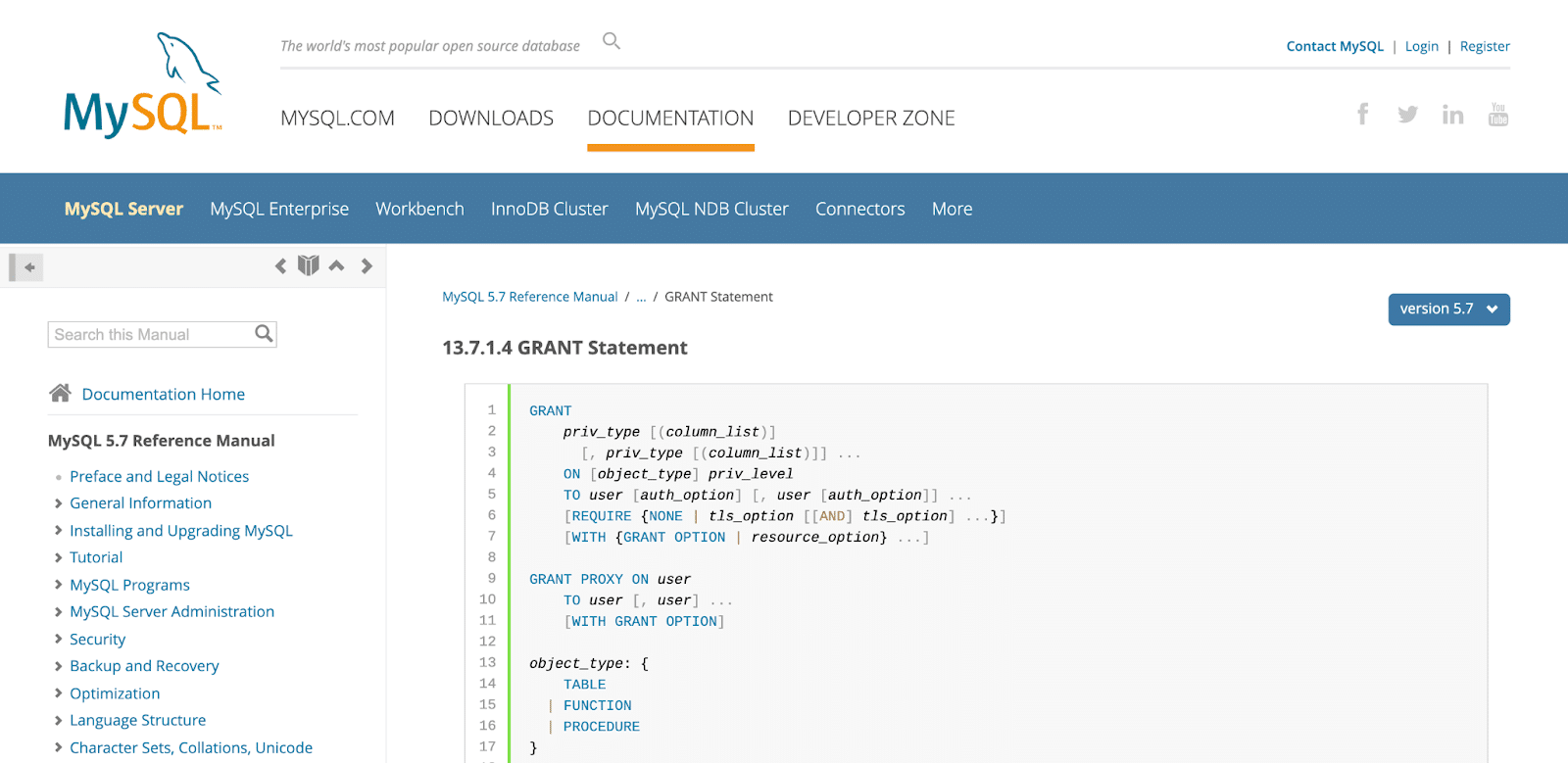 Documentazione MySQL