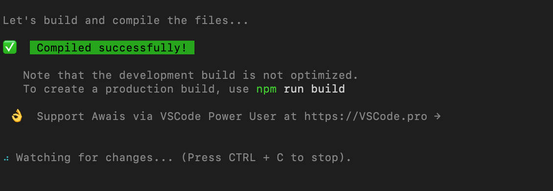 npm start.