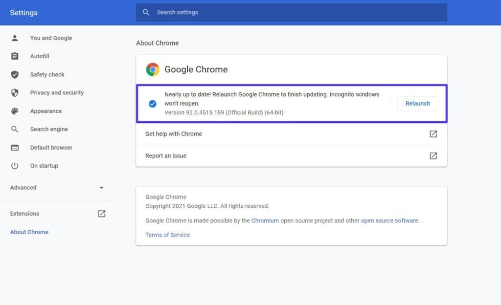 Cómo actualizar Chrome.