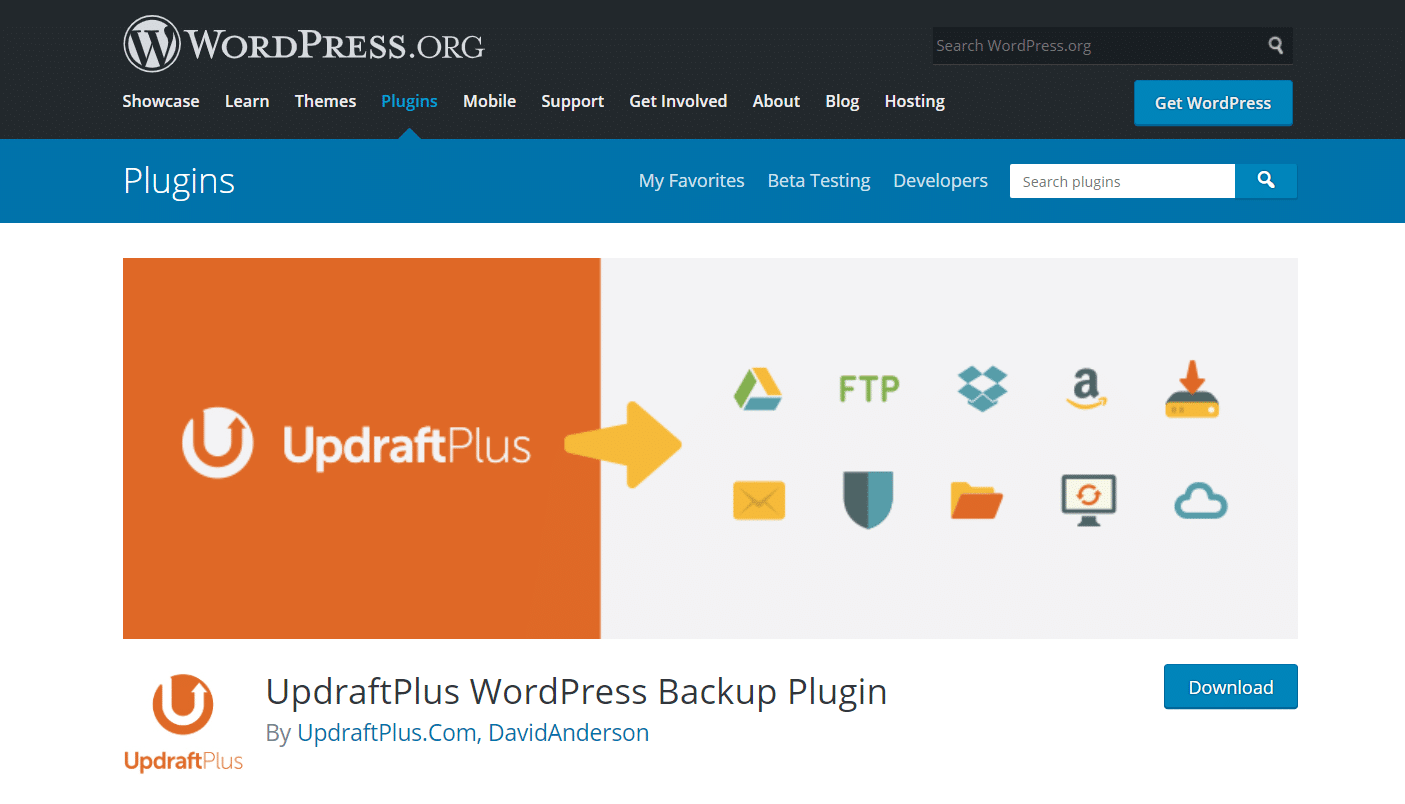 UpdraftPlus : Extension WordPress de sauvegarde.